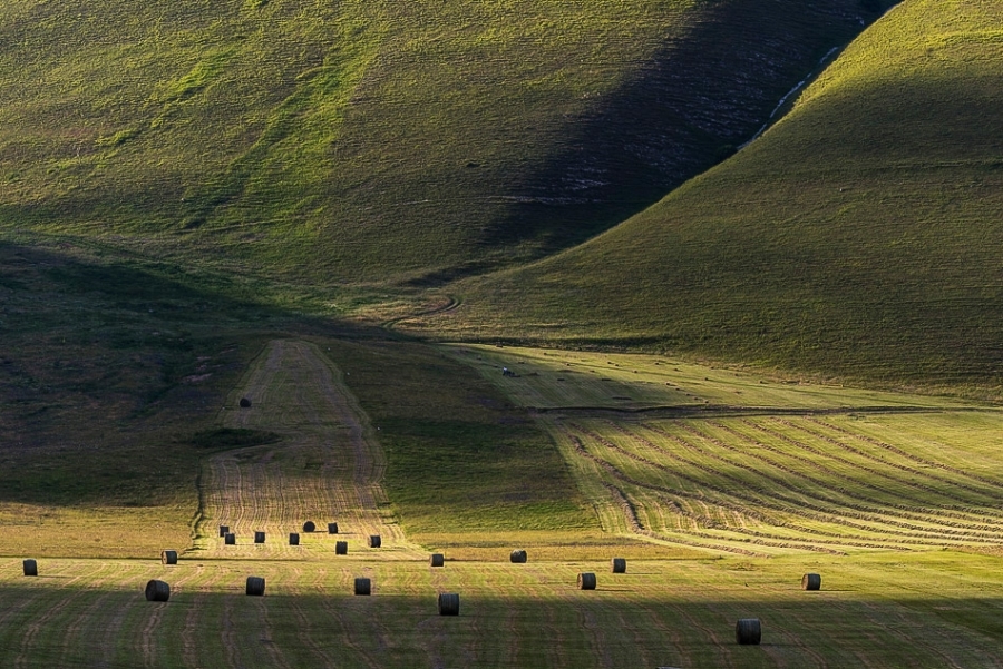 Hay bales on the Piano Grande, Umbria