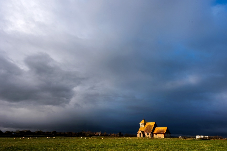 Approaching storm, St Thomas Becket Church Fairfield Church, Romney Marsh, Kent
