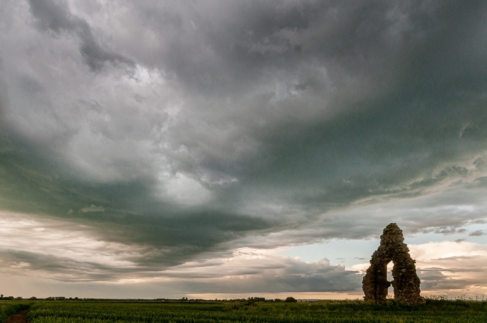 Midley Church ruin under a stormy sky Romney Marsh, Kent