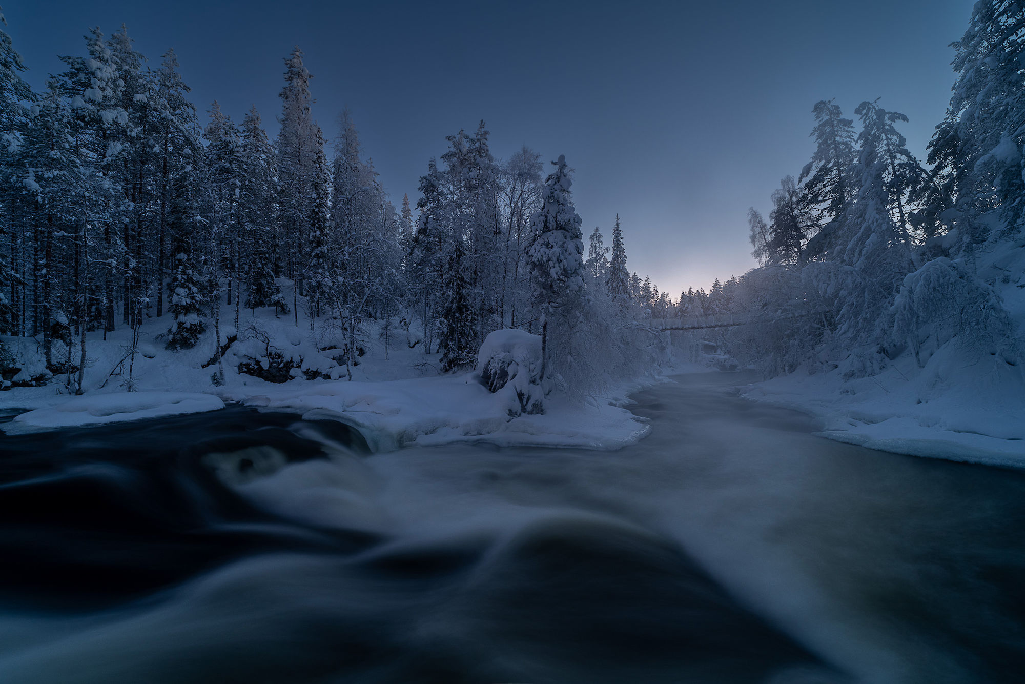Myllykoski rapids moonlight