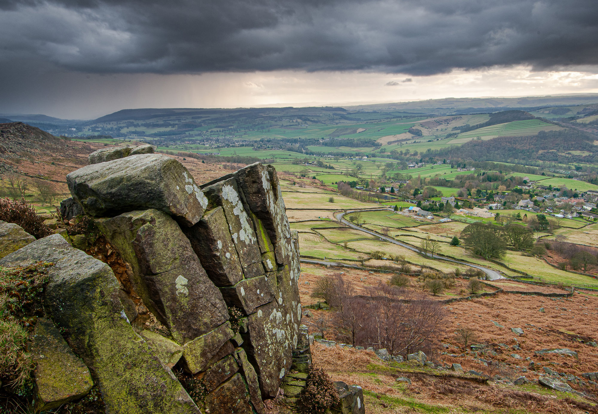 curbar edge moody sky