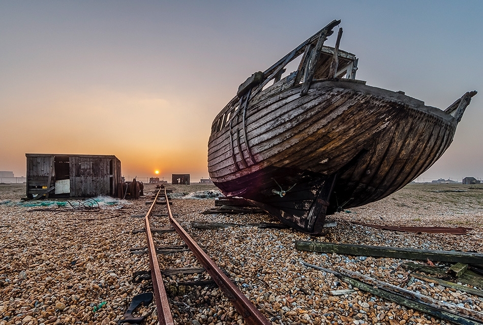 Bygone days. Dungeness at sunset Dungeness, Kent