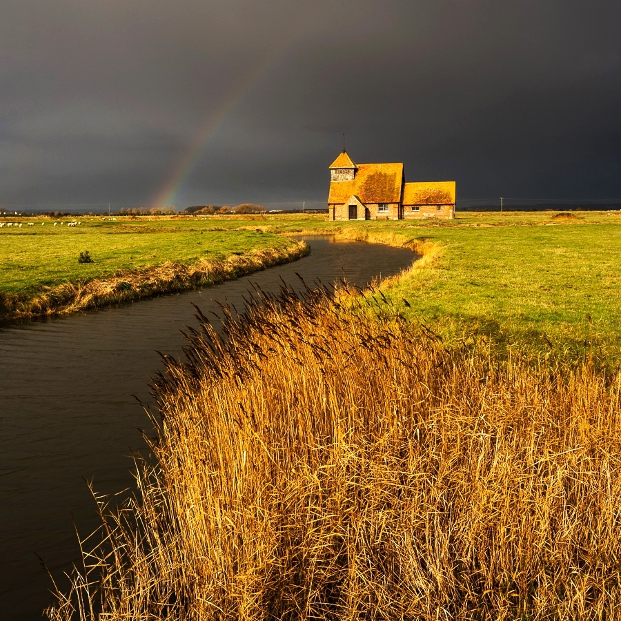 After the rain. St Thomas Becket Church Fairfield Church, Romney Marsh, Kent