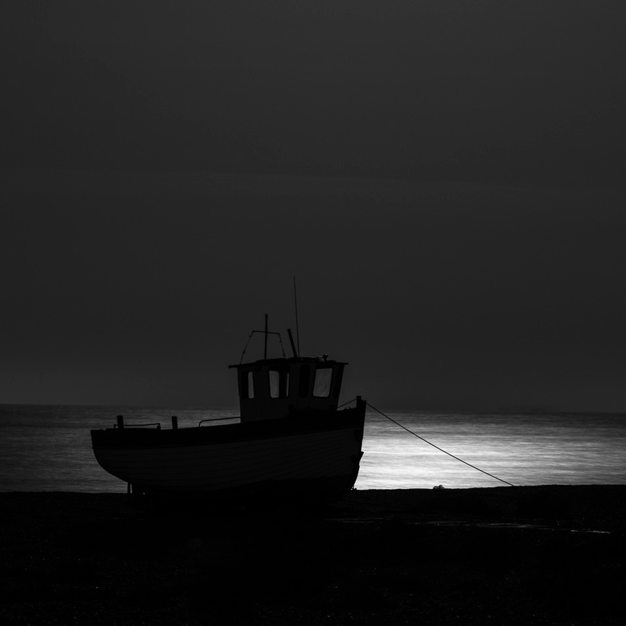Moonlight silhouette Dungeness, Kent