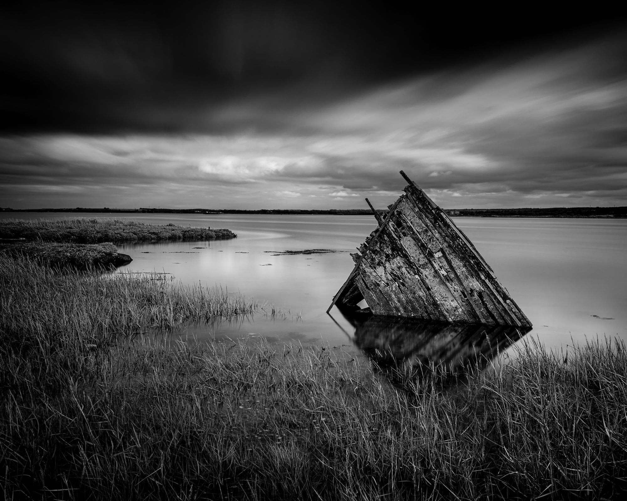 Rotting tilting barge